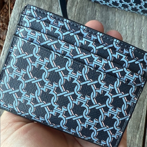 Kate Spade NY Link Camera Bag Blue Multi Saffiano PVC w/Matching Card Holder - Picture 9 of 16